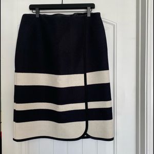 Pendleton Wool Black & Cream Striped Skirt Size 14